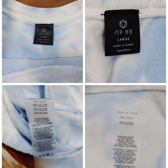 AR-33 Blue Tie Dye Sweatshirt & Short Set Large - Picture 11 of 14